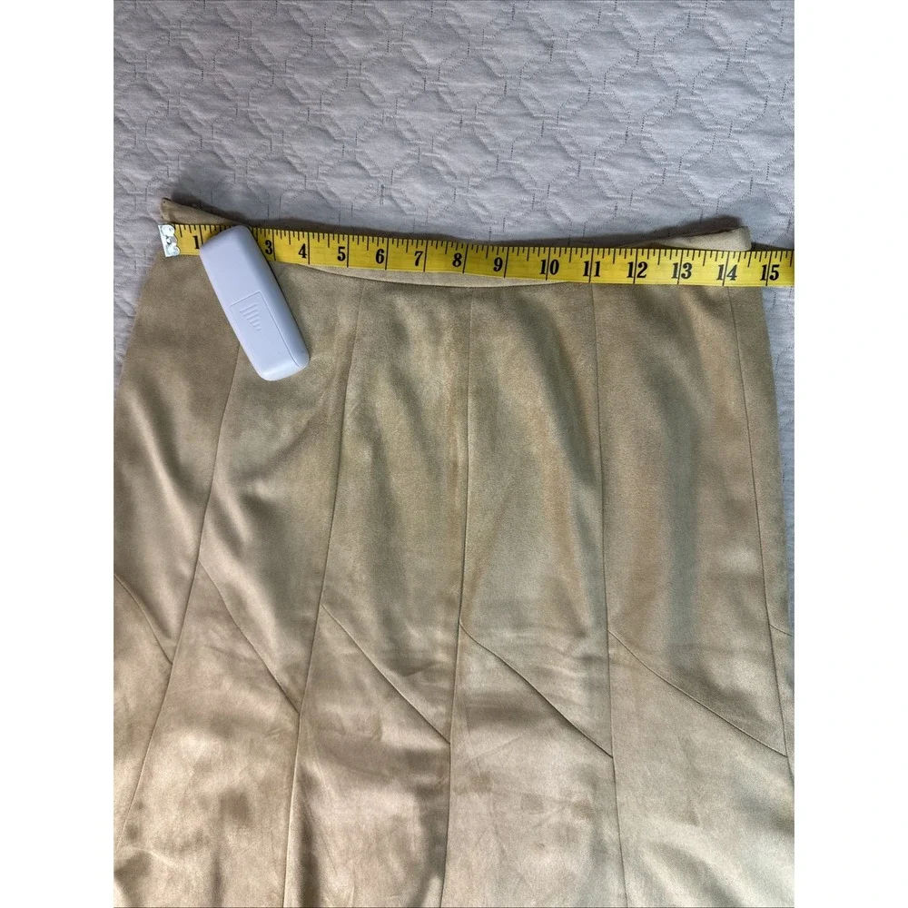 Talbots A-Line Midi Skirt Women's Sz 8 Stretch Beige/Camel Polyester